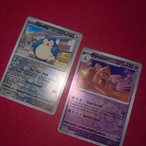 Pokemon Cards Reverse Hilo Snorlax and palosand Scarlet and Violet common Uncomm